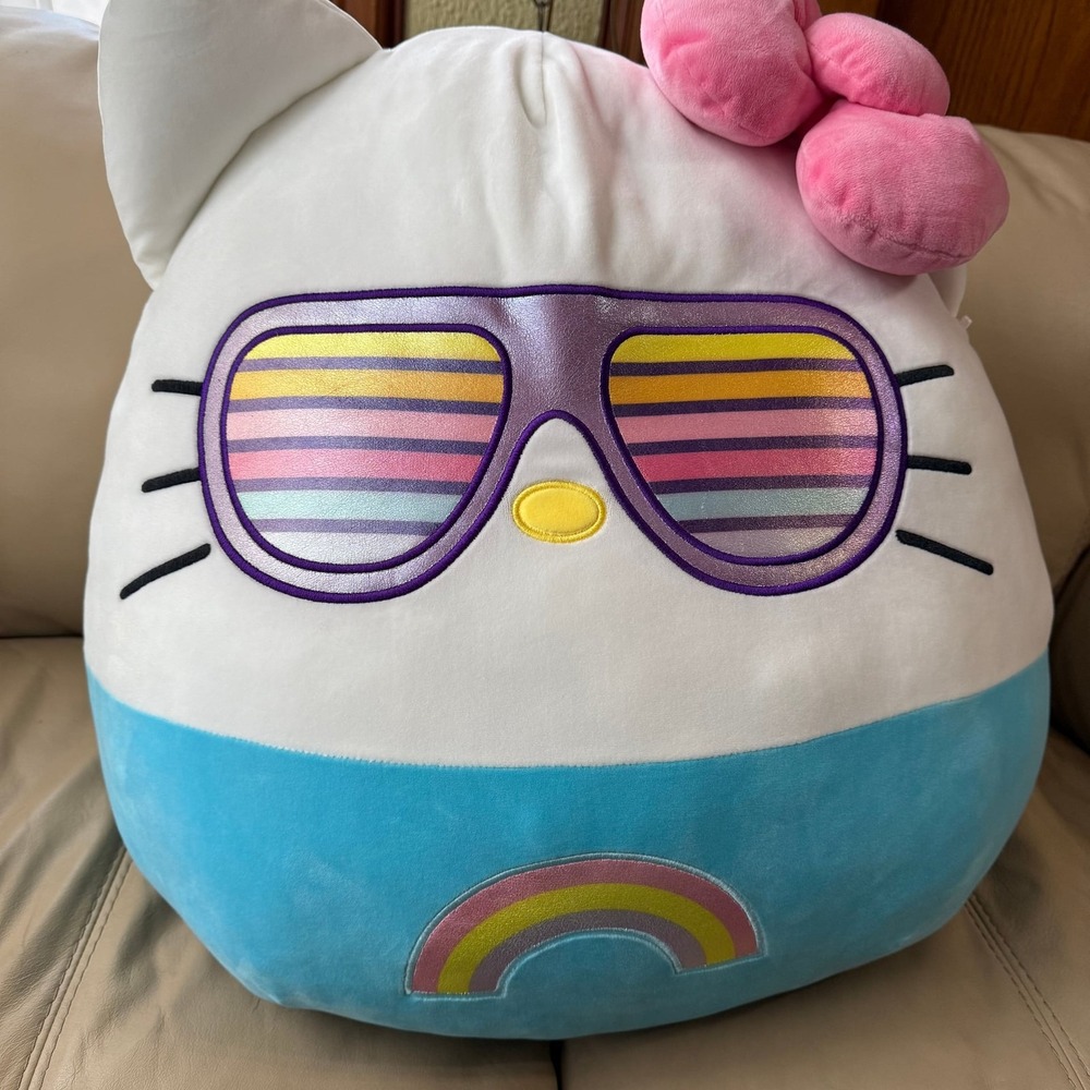 Squishmallows 24" Hello Kitty Rainbow Sunglasses Kellytoy Sanrio Plush Tags